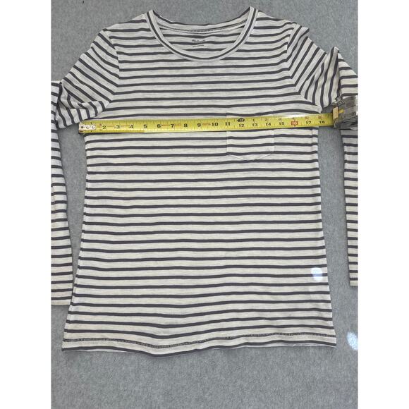 Madewell Blue Stripped Long Sleeve Pocket t - Size Small - Picture 7 of 8